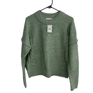 Alpaca Wool Blend Sweater XS Sage Green Crewneck Soft Knit Madewell‎ NWT